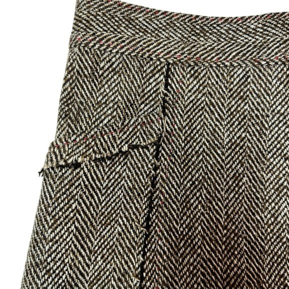 Prana Skirt Small Brown Herringbone‎ Tweed Wool Blend Skirt Knee Length - Picture 2 of 8